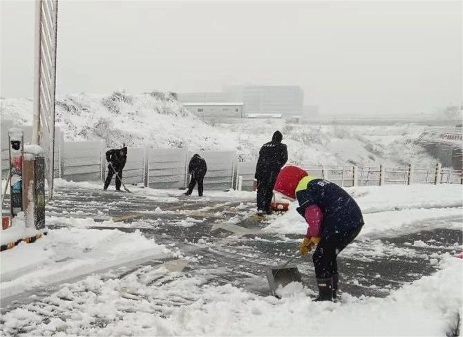 向雪而行，温暖人心！聚英物业铲雪除冰，护航园区温暖前行