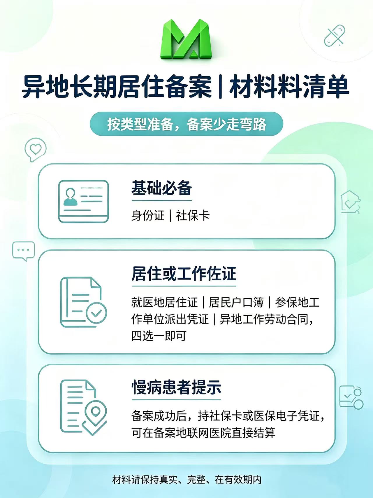 异地医保备案别瞎跑、两种备案材料清单