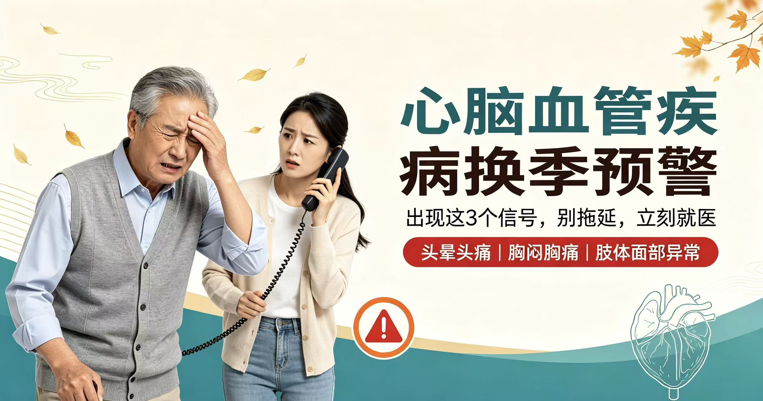 心脑血管疾病换季预警，出现这3个信号立刻就医！
