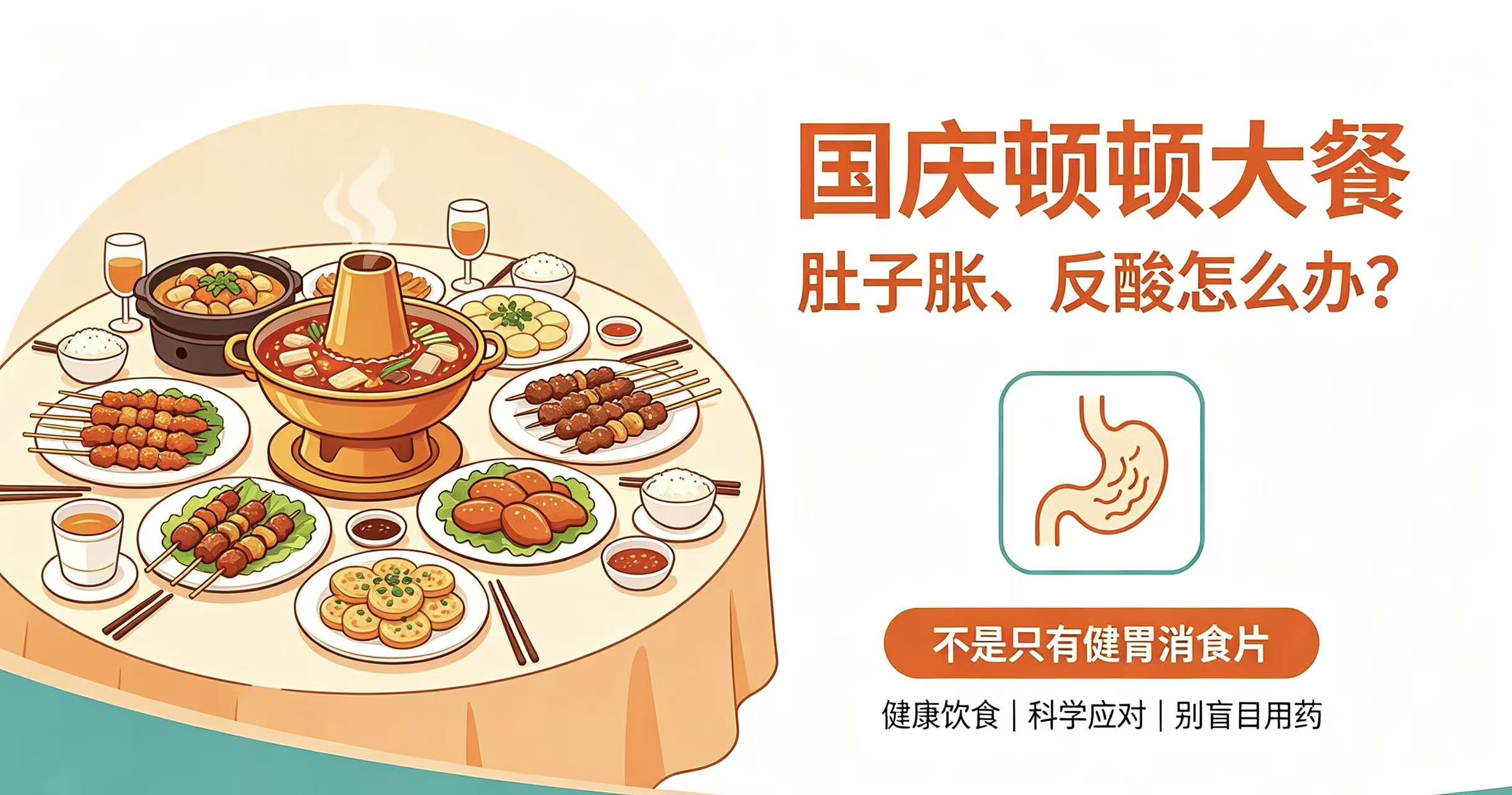国庆顿顿大餐！肚子胀、反酸怎么办？不是只有健胃消食片