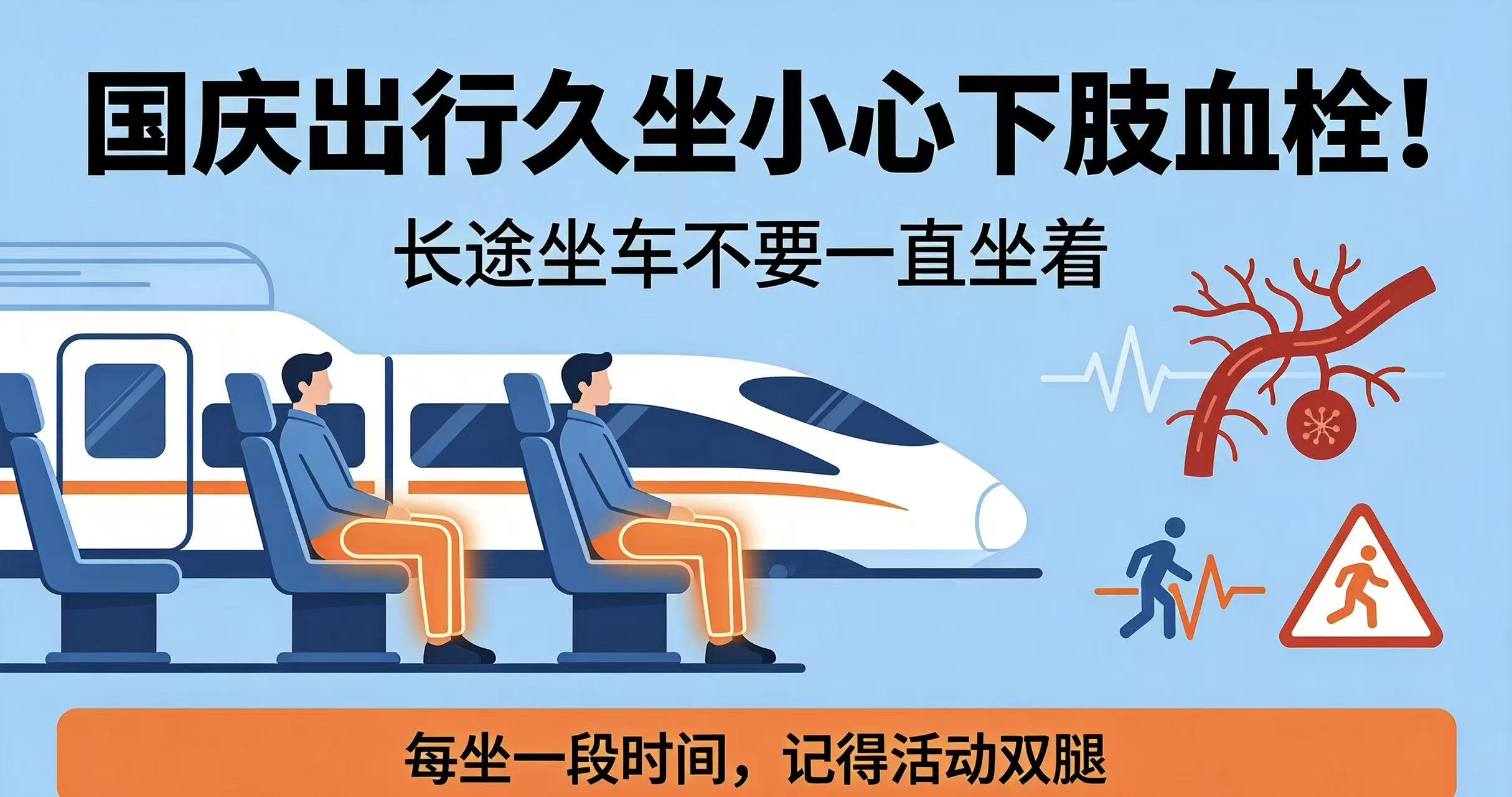 国庆出行久坐小心下肢血栓！长途坐车不要一直坐着